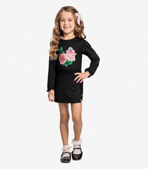 Conjunto Infantil Blusa Com Shorts Saia Trick Nick Preto