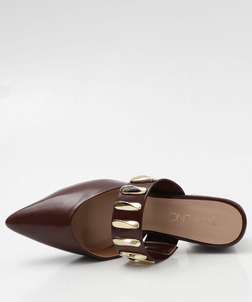 Mule Feminino Bico Fino Salto Grosso Via Uno Vinho