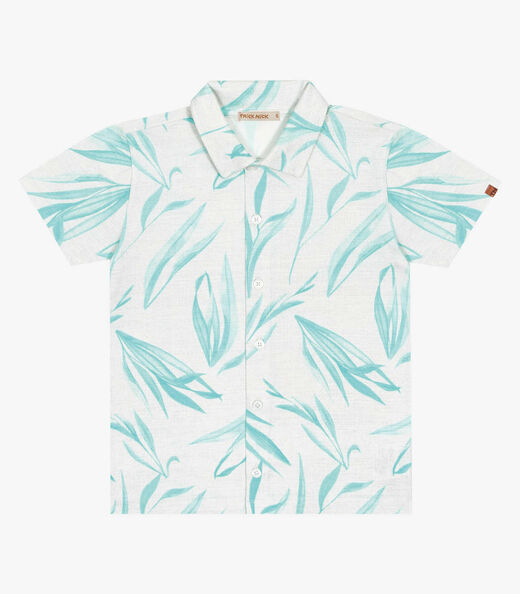 Camisa Infantil Estampa Folhagens Trick Nick Azul