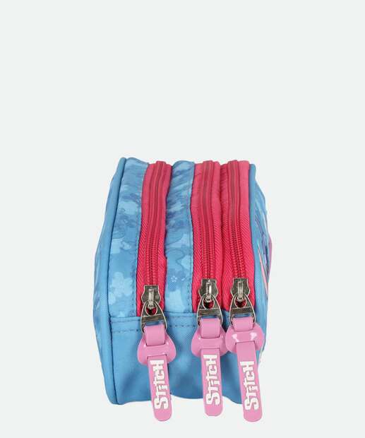 Estojo Escolar Infantil Triplo Stitch e Angel Disney 