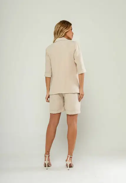 Conjunto Blazer Com Bermuda Bege Salvatore