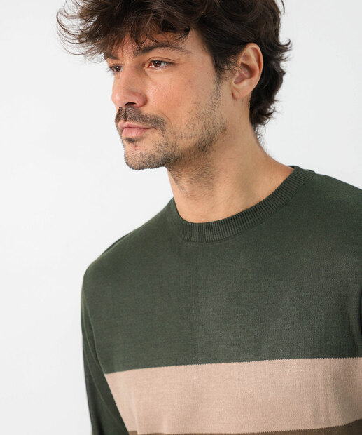 Suéter Masculino Tricô Recortes Marisa Verde