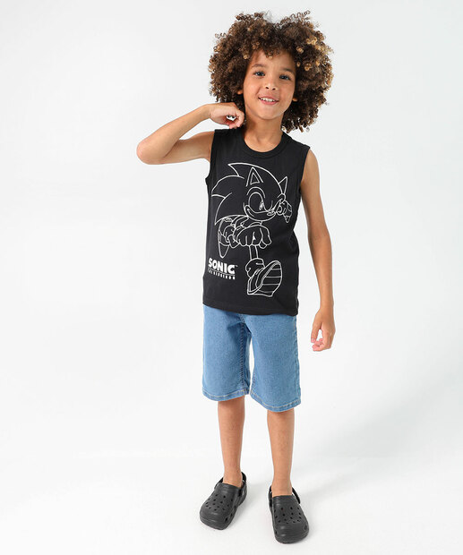Regata Infantil Sonic the Hedgehog Preto Tam 4 a 10