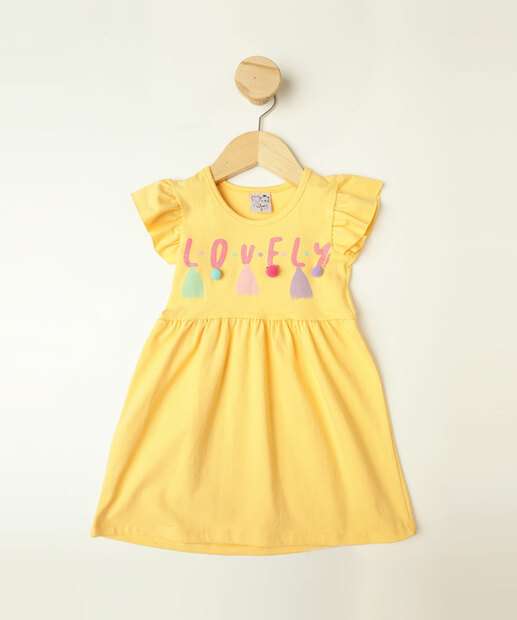 Image_Vestido Infantil Manga Curta Frase Tam 1 a 3