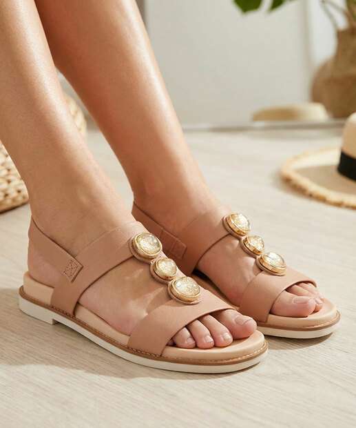 Image_Sandália Feminina Rasteira Pedras Modare Bege