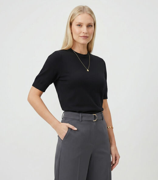 Blusa Feminina Manga Curta Tricot Endless Preto