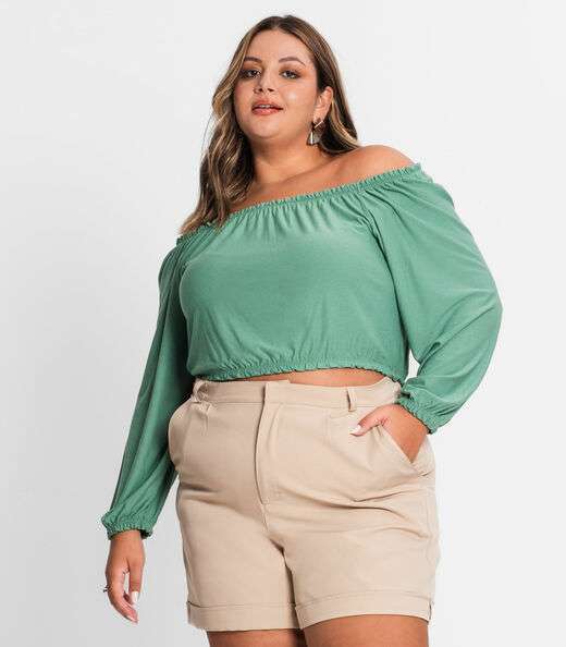 Blusa Ciganinha Feminina Plus Size Secret Glam Verde