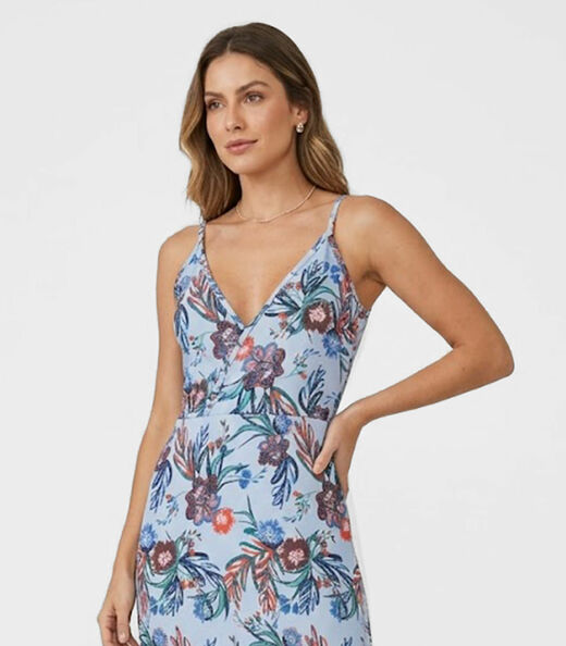 Vestido Longo Feminino Transpassado Select Azul