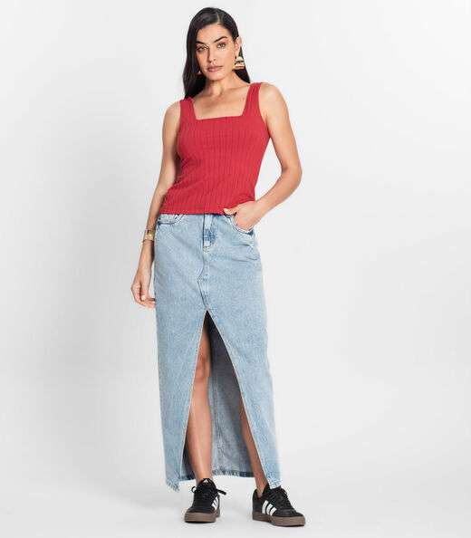 Regata Canelada Feminina Infinita Cor Vermelho