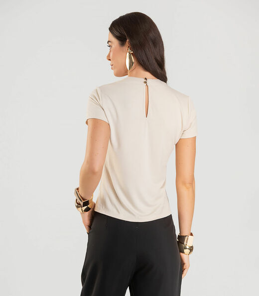 Blusa Feminina Manga Curta Dianna Bege