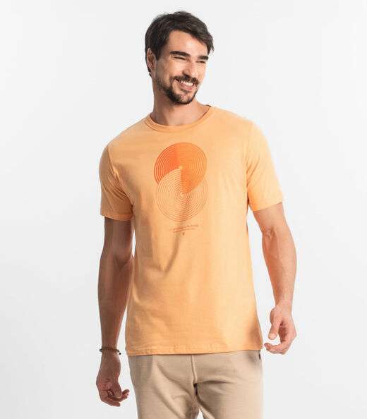 Camiseta Masculina Meia Malha Diametro Laranja
