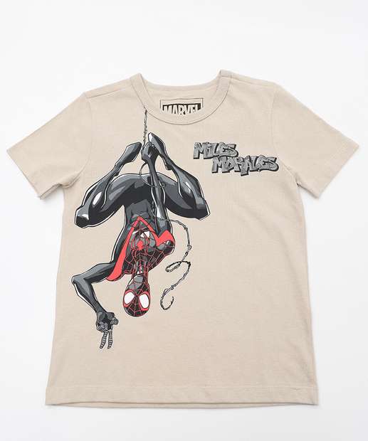 Camiseta Infantil Homem Aranha Marvel Tam 4 a 10 Bege