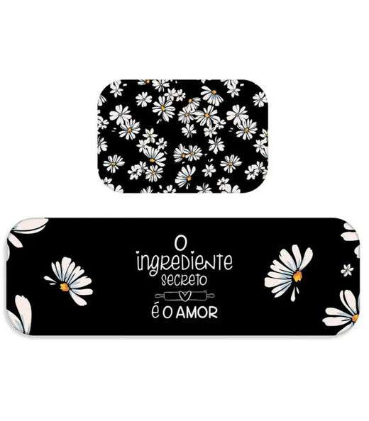 Jogo De Tapetes Para Cozinha Wevans Preto