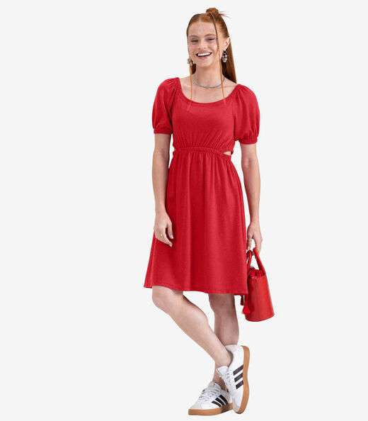 Vestido Juvenil Curto em Molecotton Minty Vermelho