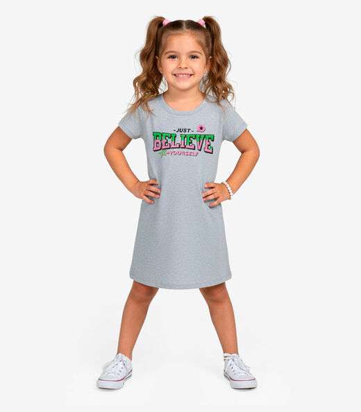 Vestido Infantil em Molecotton Select Cinza