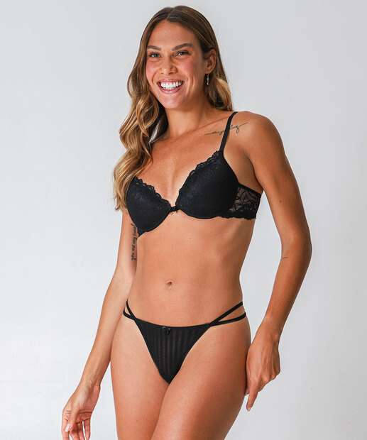 Sutiã de Renda Push Up Com Bojo Marisa Preto