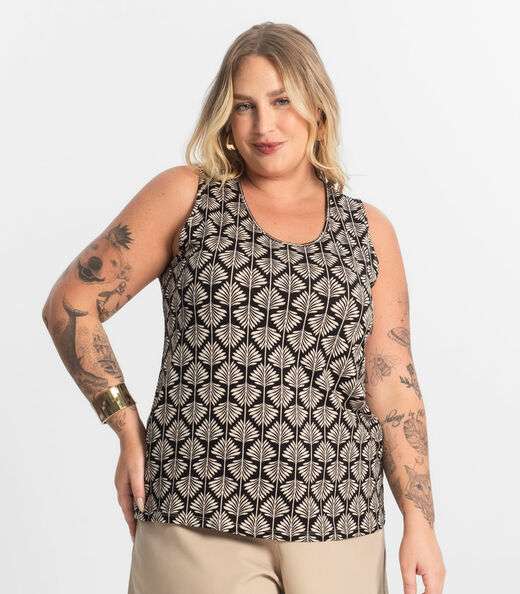 Regata Viscose Plus Size Secret Glam Preto