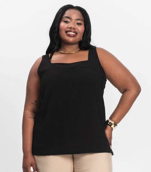 Regata Feminina Plus Size Secret Glam Preto