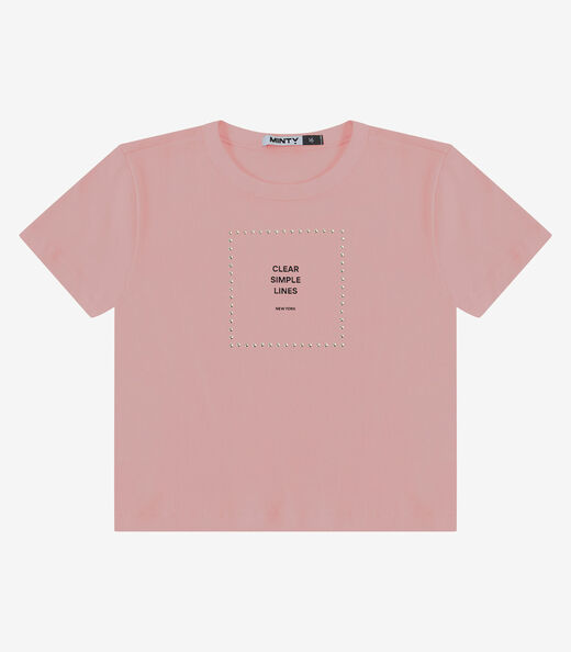 Blusa Feminina Em Ribana Com Termocolante Minty Rosa