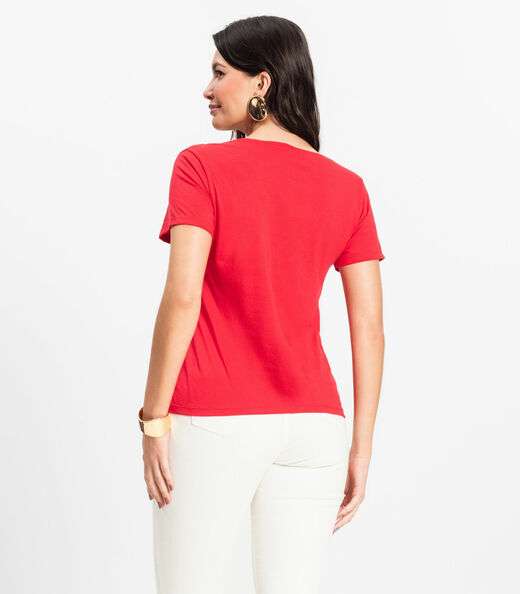 Blusa Básica Feminina Meia Malha Rovitex Vermelho