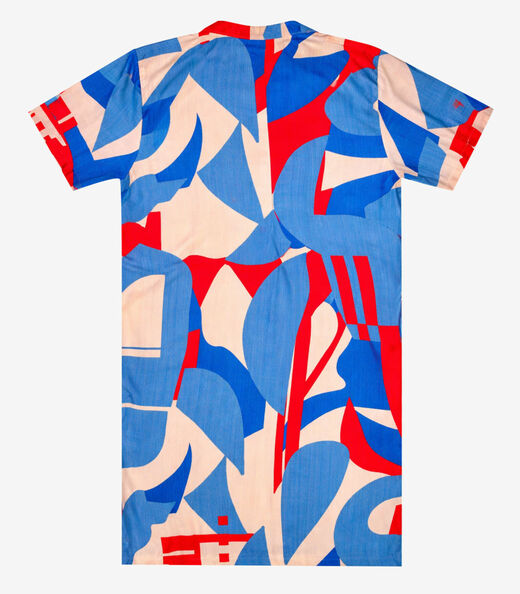 Vestido Curto Estampado Com Peitilho Infinita Cor Azul