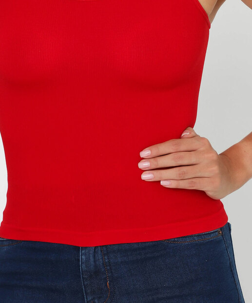 Blusa Feminina Canelada Alças Finas Marisa Vermelho