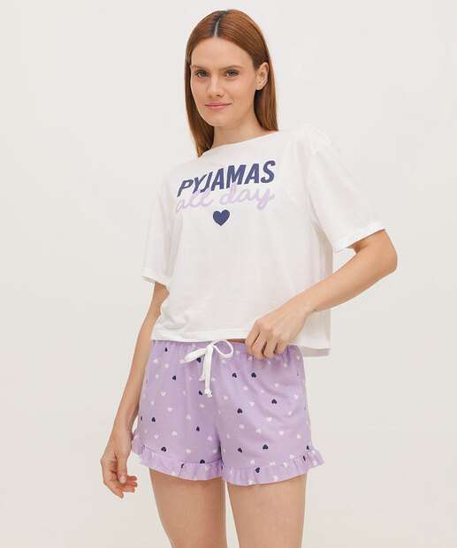 Image_Pijama Feminino Estampa Corações Manga Curta Marisa