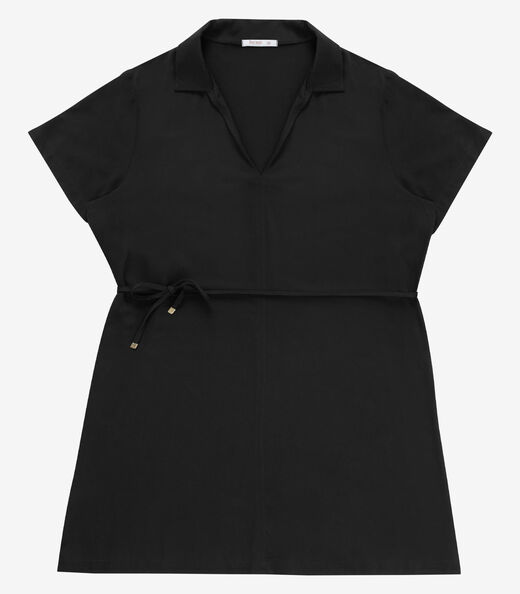 Vestido Feminino Curto Viscose Sarjada Secret Glam Preto