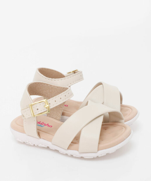 Sandália Infantil Tiras Molekinha Off White