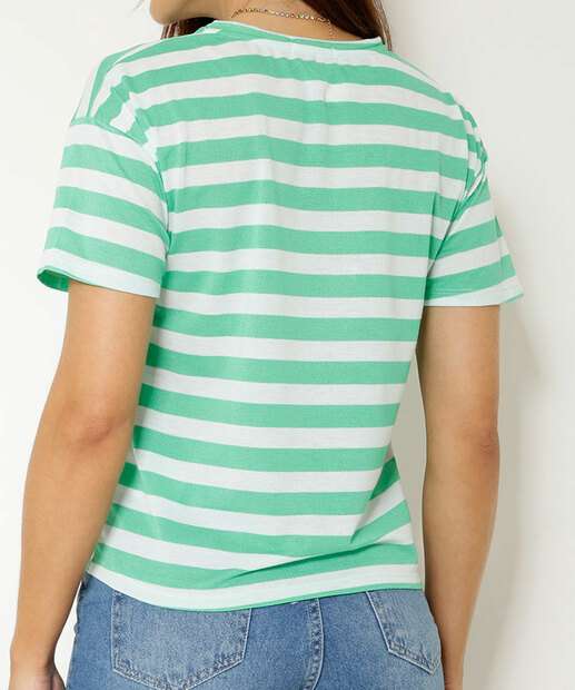 Blusa Feminina Listrada Manga Curta Marisa