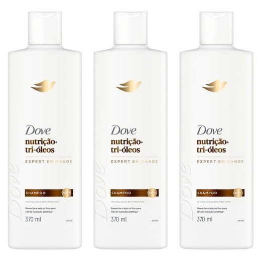 Image_Kit com 3 Unidades de Shampoo Dove Nutrição e Tri-óleos 370ml