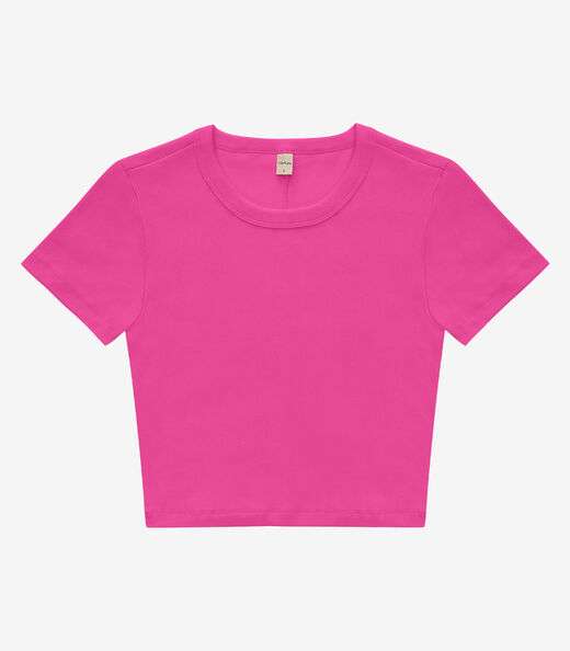 Blusa Cropped Ribana Básica Rovitex Rosa