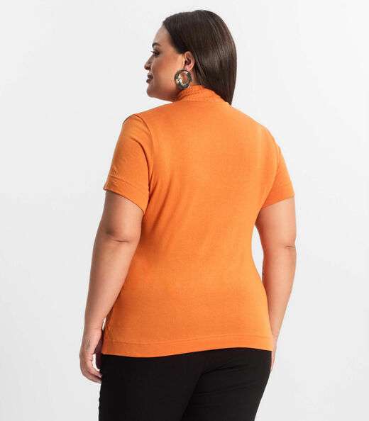 Blusa Gola Alta Feminina Plus Size Secret Glam Laranja