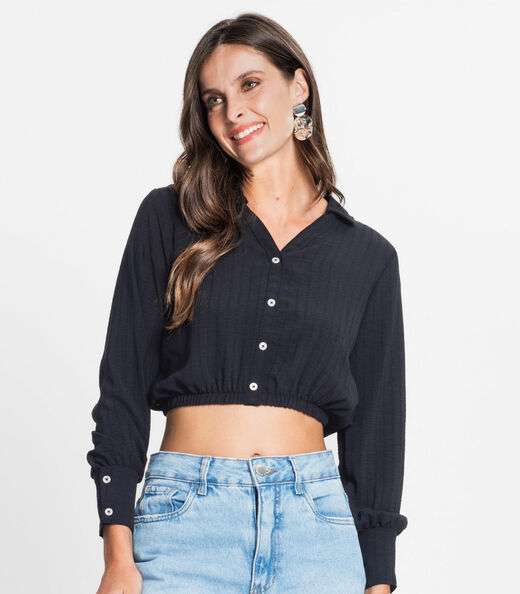 Camisa Feminina Manga Longa Rovitex Preto