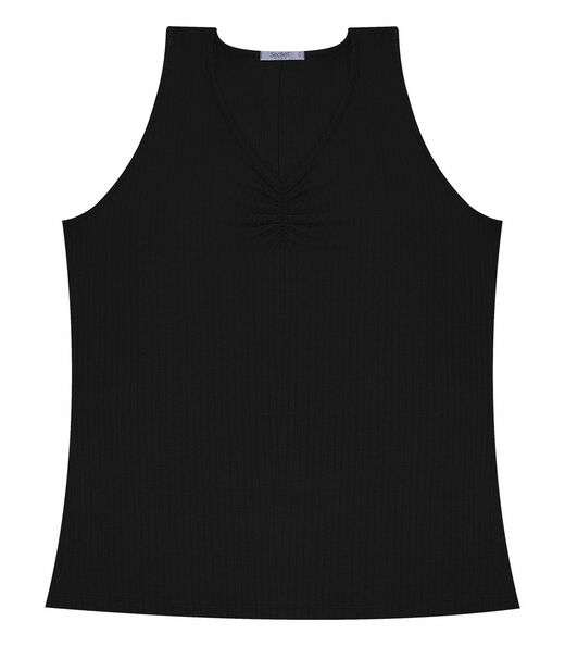 Regata Plus Size Em Ribana Canelada Secret Glam Preto