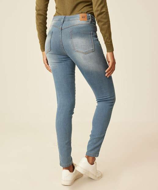 Calça Jeans Cigarrete Feminina Bolsos