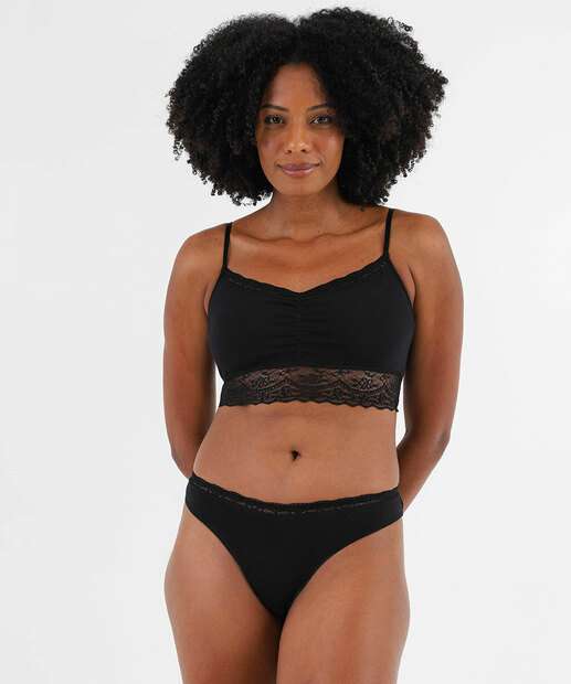 Calcinha Fio Dental Renda Marisa Preto