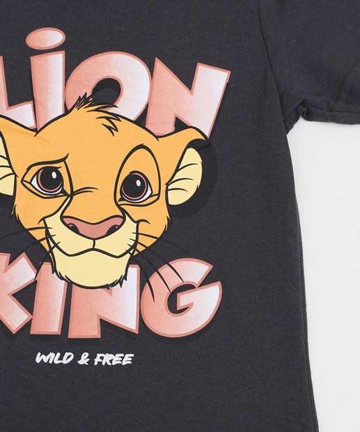 Camiseta Infantil Simba Rei Leão Tam 1 a 3 Chumbo