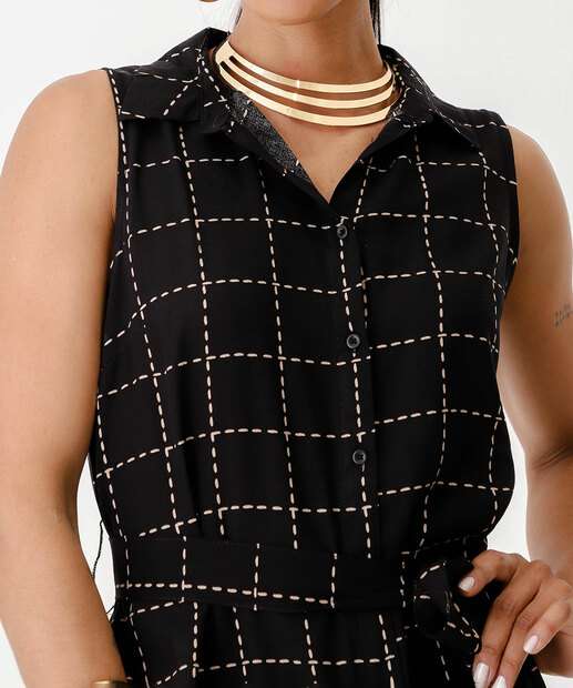 Vestido Feminino Chemise Midi Quadriculada Marisa