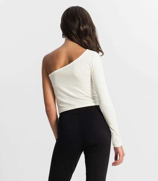 Blusa Juvenil Feminina Um Ombro Só Minty Bege