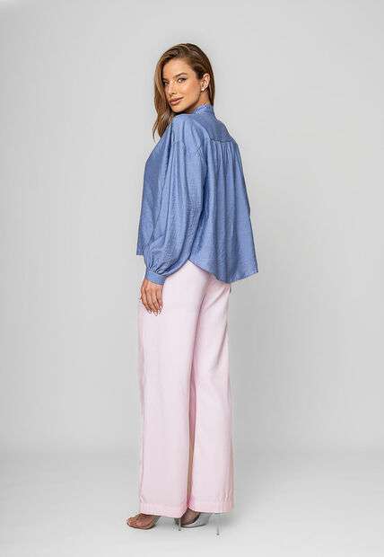 Calça Reta Alfaiatada Com Cinto Rosa Salvatore