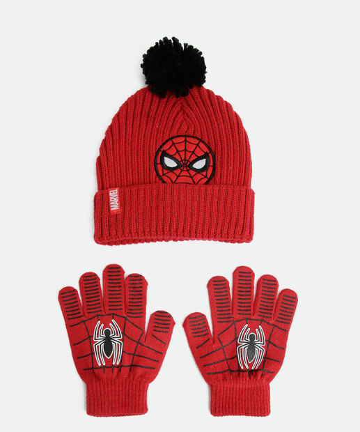 Kit Luva e Touca Estampa Homem Aranha Marvel