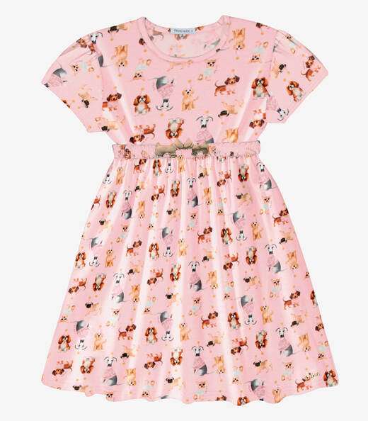 Vestido Infantil Cotton Leve Estampado Trick Nick Rosa