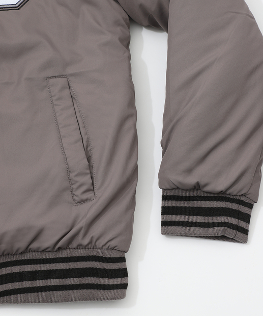 Jaqueta Juvenil Bomber Estampada Zíper Marisa Tam 10 a 16 Cinza