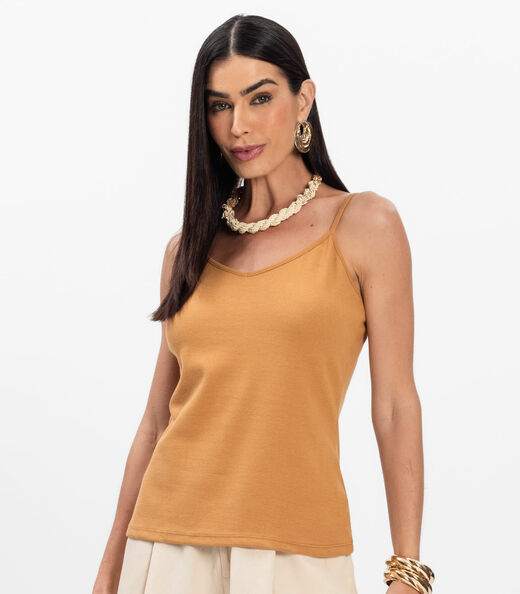 Blusa de Alça Infinita Cor Chocolate