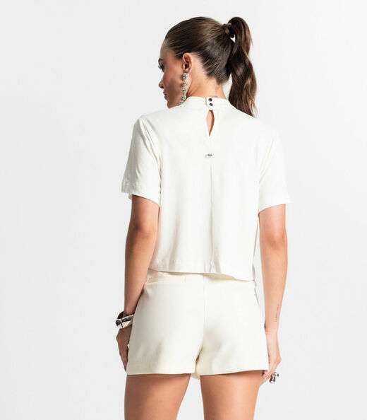 Blusa Feminina Com Gola Alta Endless Bege