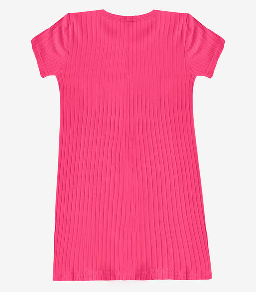 Vestido Infantil Em Ribana Canelada Select Rosa