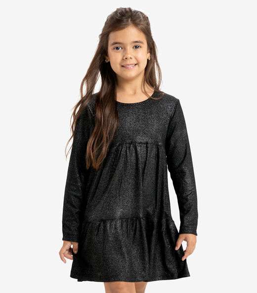 Image_Vestido Infantil Manga Longa Canelado Rovi Kids Preto