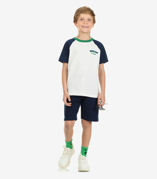 Conjunto Camiseta com Bermuda Masculino Rovi Kids Azul