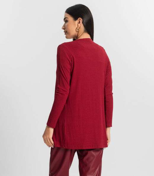 Cardigan Feminino Ribana Canelada Endless Vermelho